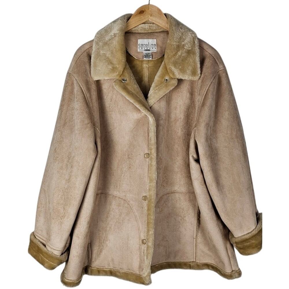Carolina Colours coat womens size 22/24 faux fur lining snap front very soft